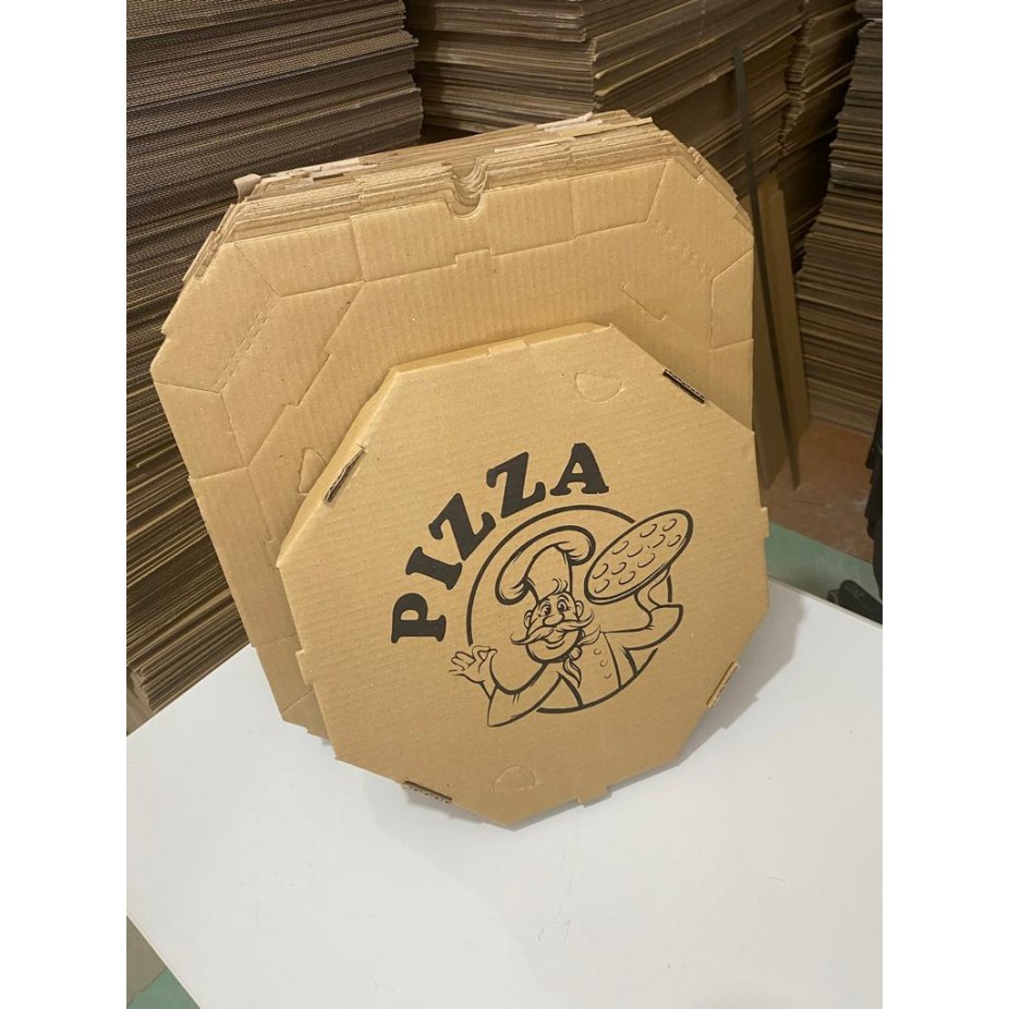 Caixa Pizza Oitavada 35cm Tampa E Fundo Pardo 25 Unidades Personalizada