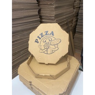 Caixa Pizza Oitavada  35cm Tampa e Fundo Pardo 25 Unidades - Personalizada