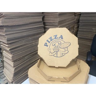 Caixa Pizza Oitavada  25cm Tampa e Fundo Pardo 25 Unidades - Personalizada